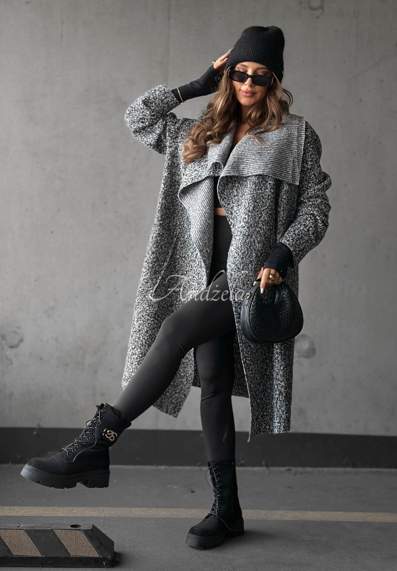 Cardigan lung din imitație de lână de miel Sunday Theory