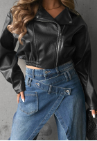 Pantaloni din denim wide leg z kopertowym przodem Morning Hush albastre