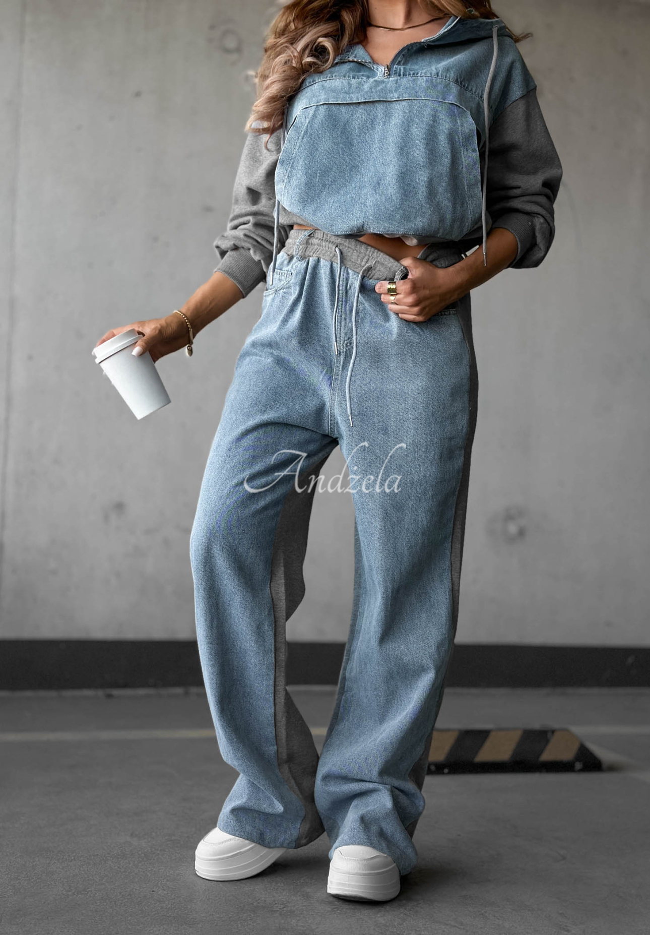 Costum sport cu inserții din denim Never Forget