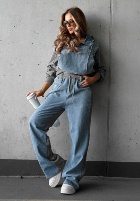 Costum sport cu inserții din denim Never Forget