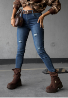 Pantaloni din denim skinny z przetarciami Just A Little albastre