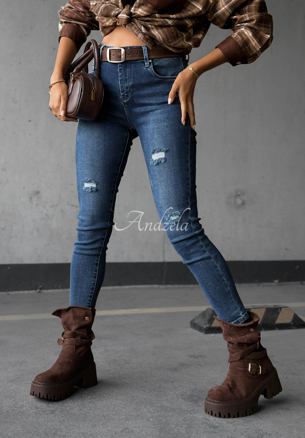 Blugi skinny cu abraziuni Just A Little