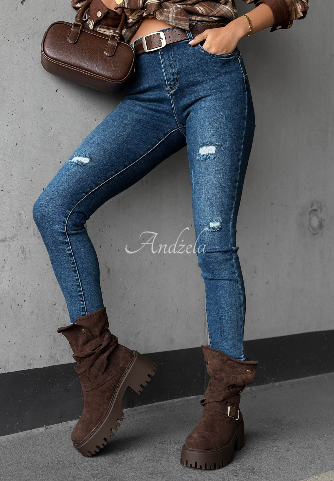 Blugi skinny cu abraziuni Just A Little