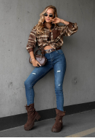 Pantaloni din denim skinny z przetarciami Just A Little albastre