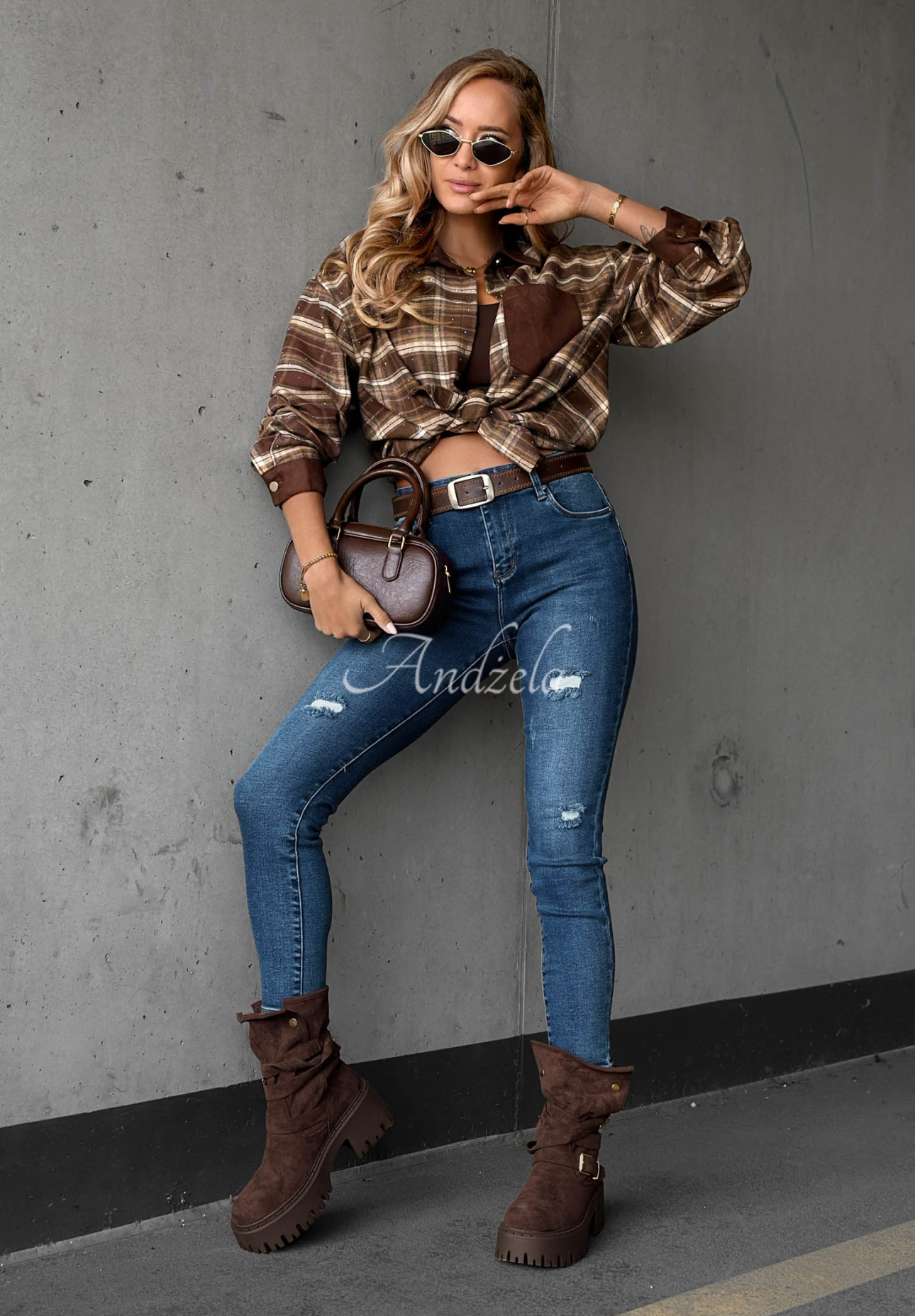 Blugi skinny cu abraziuni Just A Little
