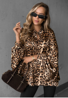 Cămașă oversize cu model tip panteră Wild Allure camel
