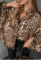 Cămașă oversize cu model tip panteră Wild Allure camel