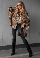 Cămașă oversize cu model tip panteră Wild Allure camel