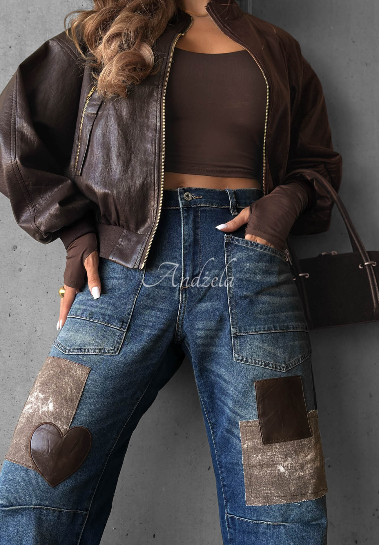 Blugi mom fit cu aplicații Clouded Morning