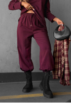 Pantaloni dresowe z gumką taliei Simple Day burgundowe