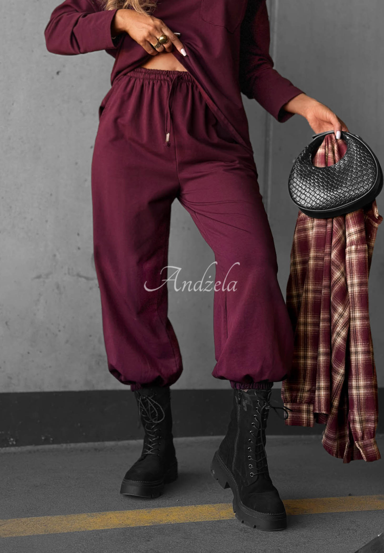 Pantaloni de trening din bumbac cu bandă elastică în talie Simple Day