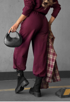 Pantaloni dresowe z gumką taliei Simple Day burgundowe