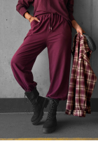 Pantaloni dresowe z gumką taliei Simple Day burgundowe