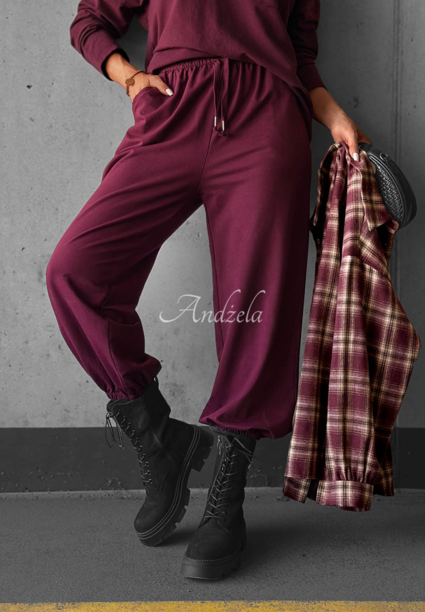 Pantaloni de trening din bumbac cu bandă elastică &icirc;n talie Simple Day