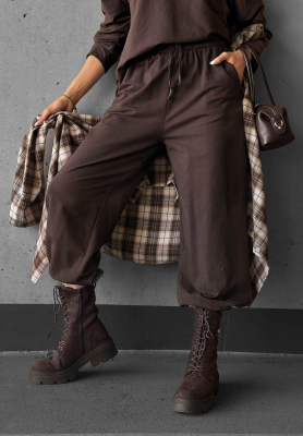 Pantaloni de trening din bumbac cu bandă elastică &icirc;n talie Simple Day