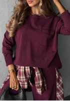 Bluză longsleeve z kieszenią Soft Mood burgundowa