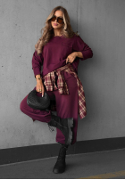Bluză longsleeve z kieszenią Soft Mood burgundowa