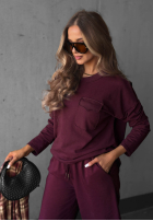 Bluză longsleeve z kieszenią Soft Mood burgundowa