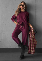 Bluză longsleeve z kieszenią Soft Mood burgundowa