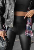 Colanți din imitație de piele What’s Your Number negre