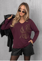 Bluză longsleeve z nadrukiem Golden Rossa burgundowa