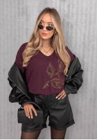 Bluză longsleeve z nadrukiem Golden Rossa burgundowa