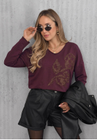 Bluză longsleeve z nadrukiem Golden Rossa burgundowa