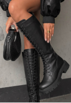 Lungi skórzane Cizme ze sznurowaniem Deep Autumn negre