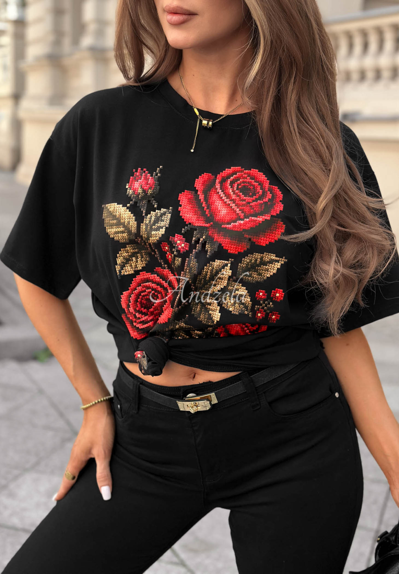 Tricou din bumbac cu imprimeu Forgotten Roses