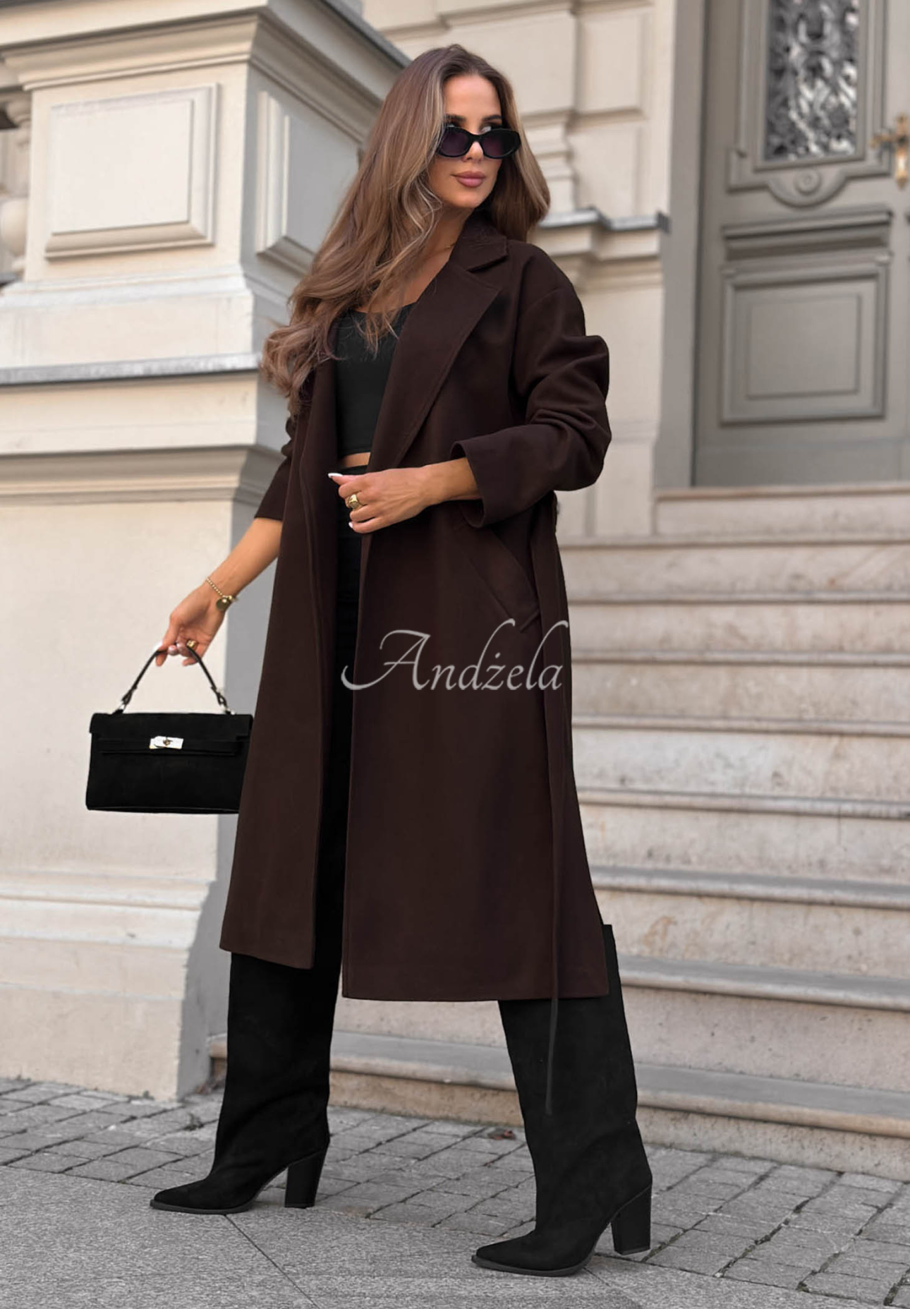 Pardesiu lung din lână cu curea Quiet Autumn