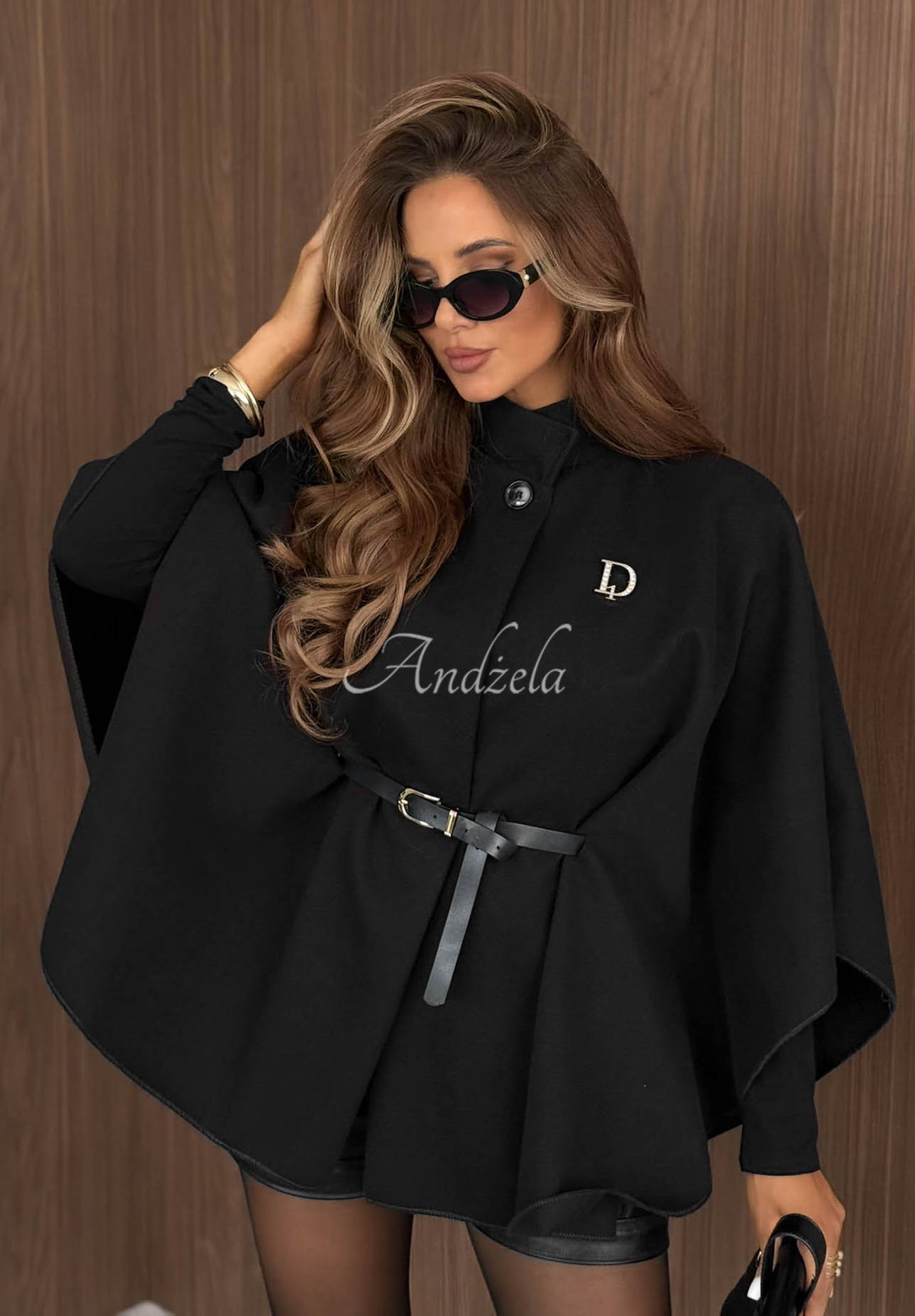 Pardesiu elegant tip poncho cu curea Autumn Lady