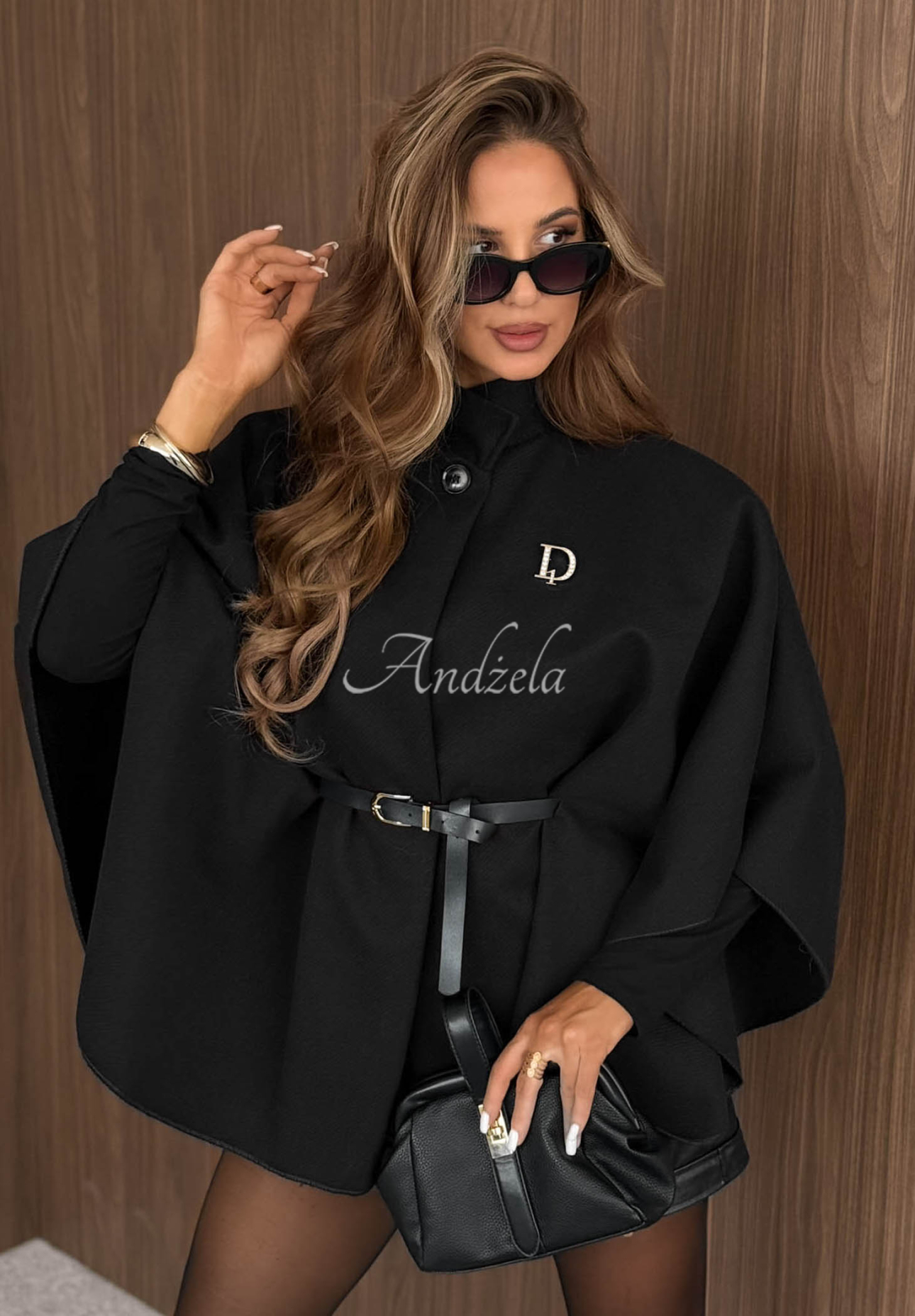 Pardesiu elegant tip poncho cu curea Autumn Lady