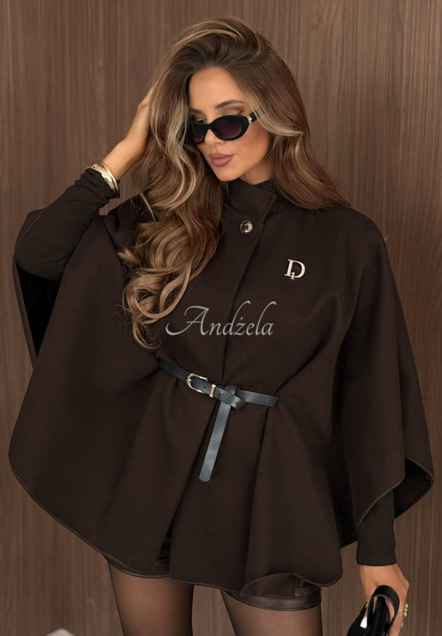 Pardesiu elegant tip poncho cu curea Autumn Lady