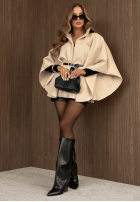 Elegancki Palton  ponczo z paskiem Autumn Lady roșu