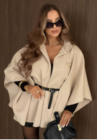 Elegancki Palton  ponczo z paskiem Autumn Lady roșu