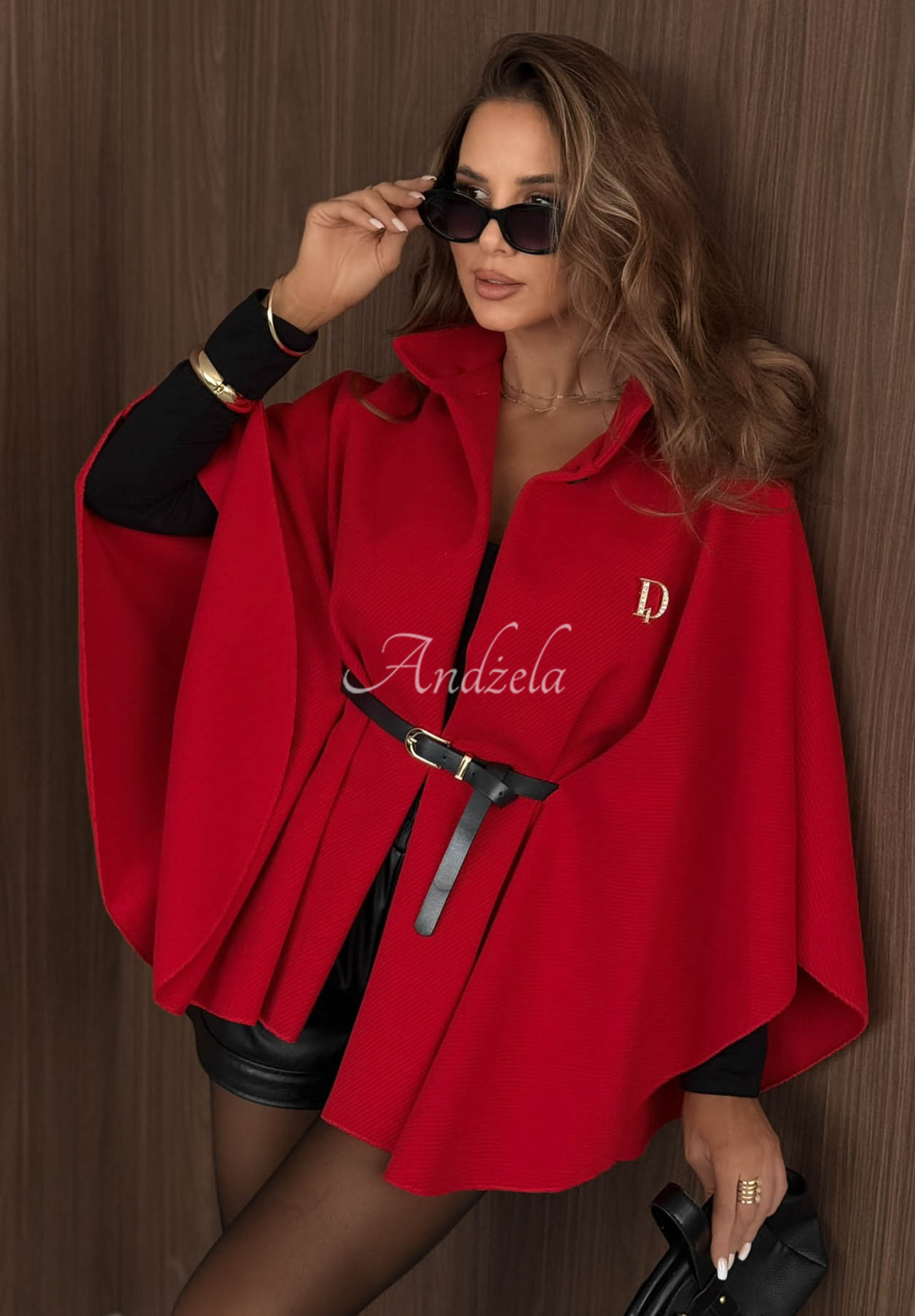 Pardesiu elegant tip poncho cu curea Autumn Lady