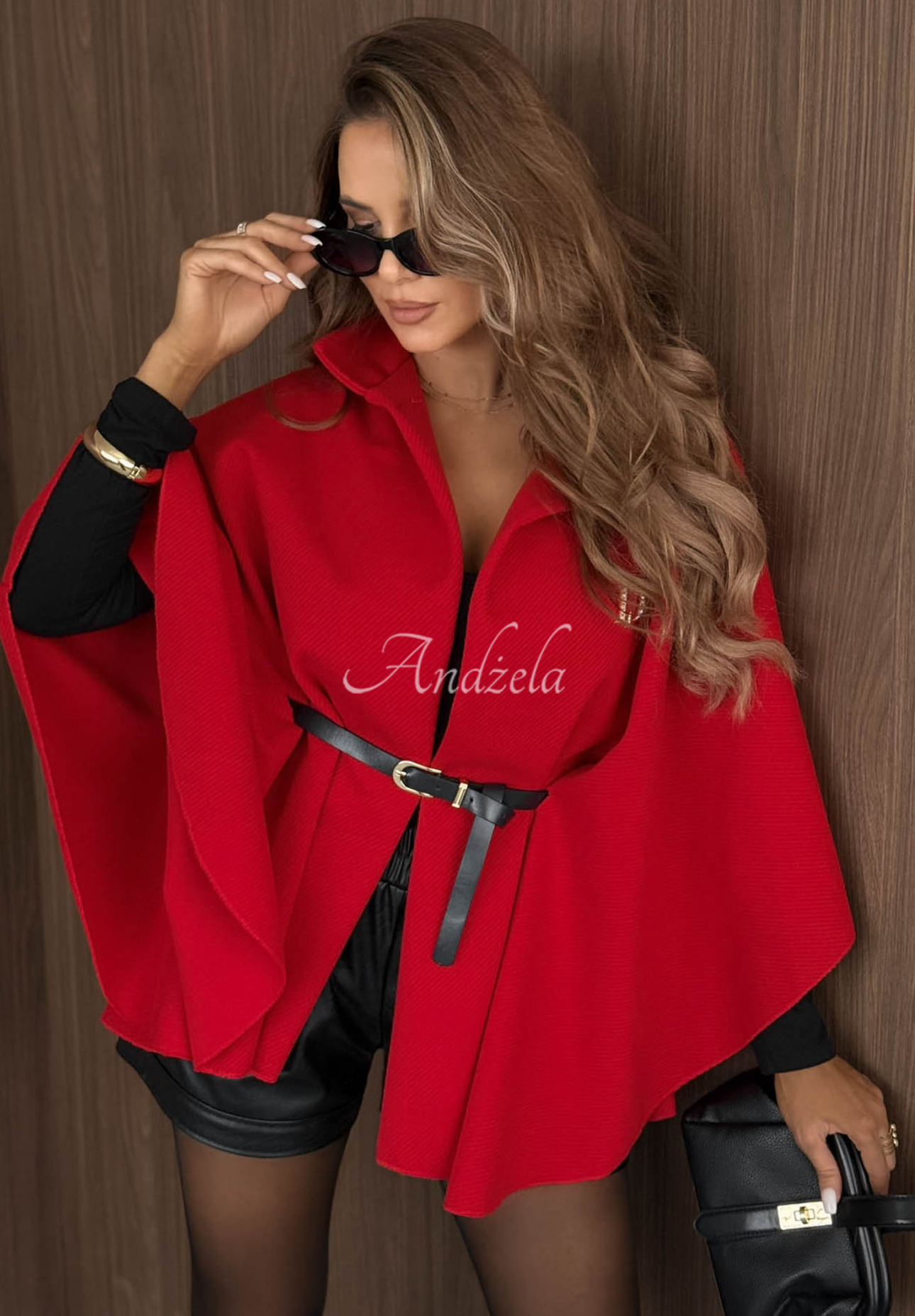 Pardesiu elegant tip poncho cu curea Autumn Lady