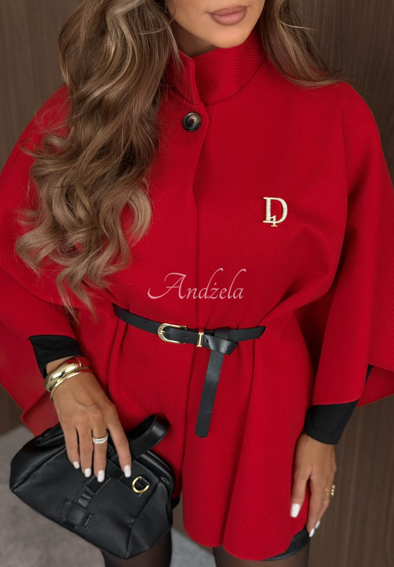 Pardesiu elegant tip poncho cu curea Autumn Lady