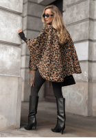 Ponczo z frędzlami cu model tip panteră Misty Dream camel