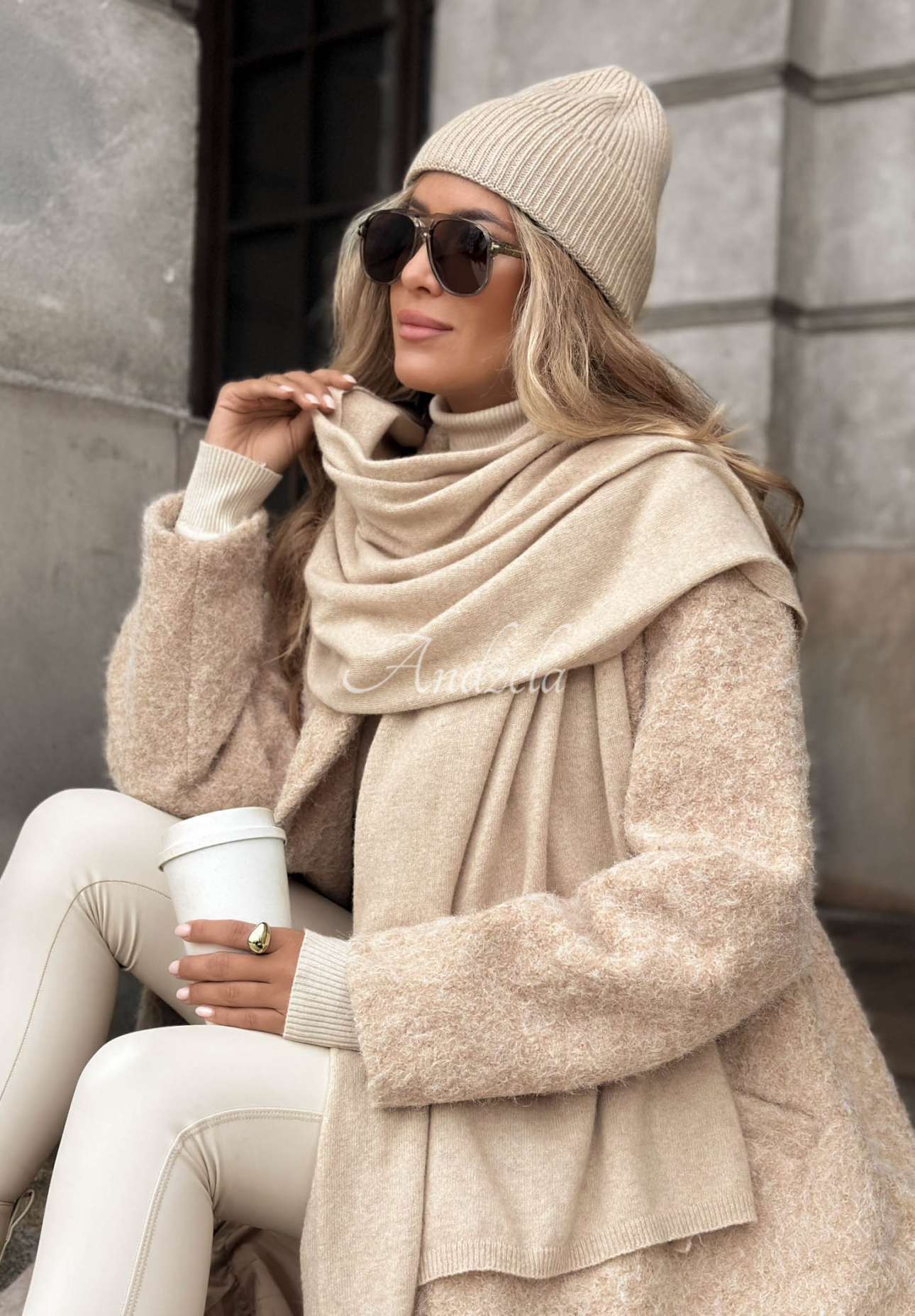 Set căciulă și fular cu lână și cașmir Arctic Romance