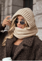 Fular circular balaclava z wiązaniem Frosty Charm ecru