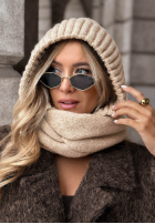 Fular circular balaclava z wiązaniem Frosty Charm ecru