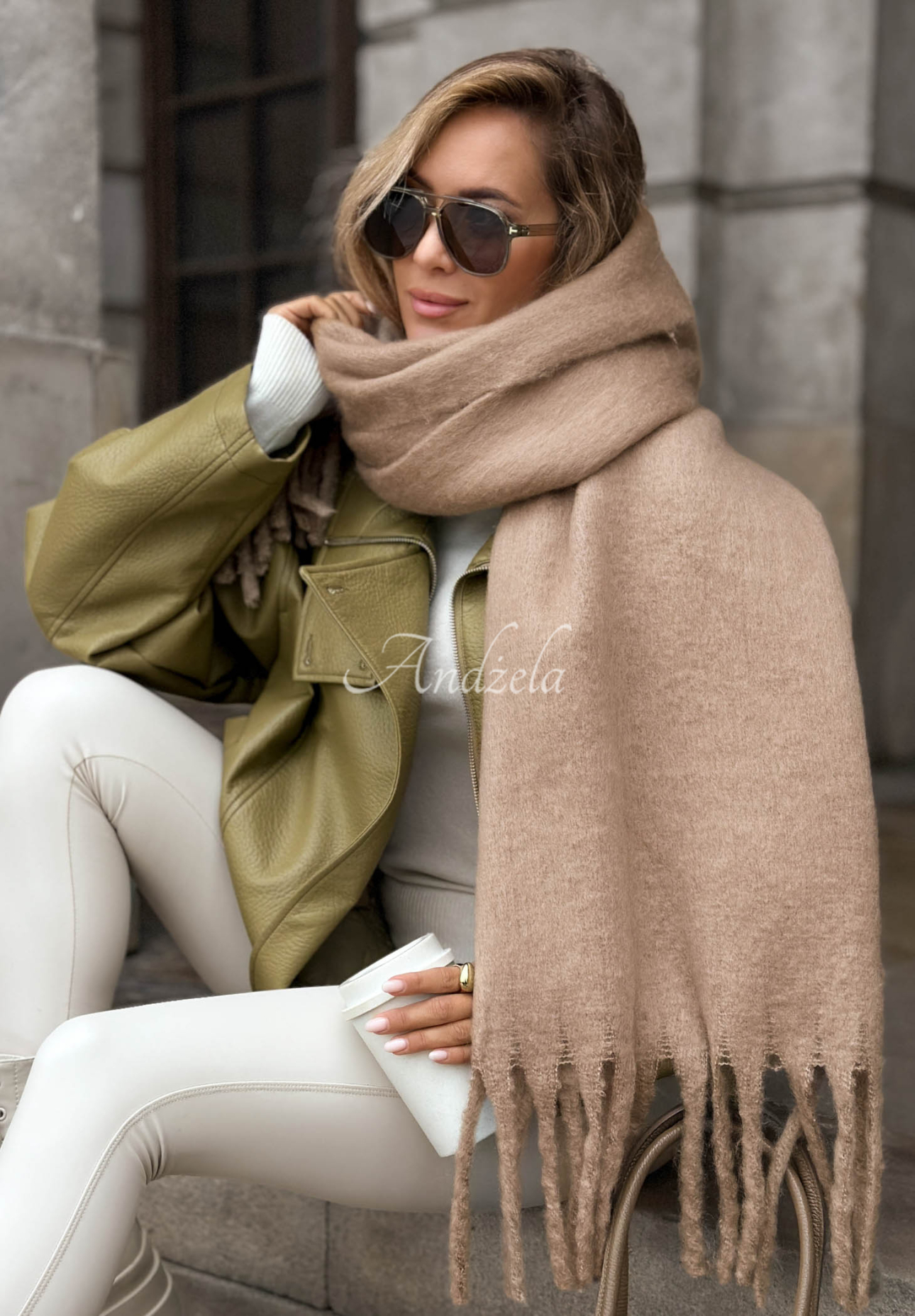 Fular moale cu franjuri Snow Darling