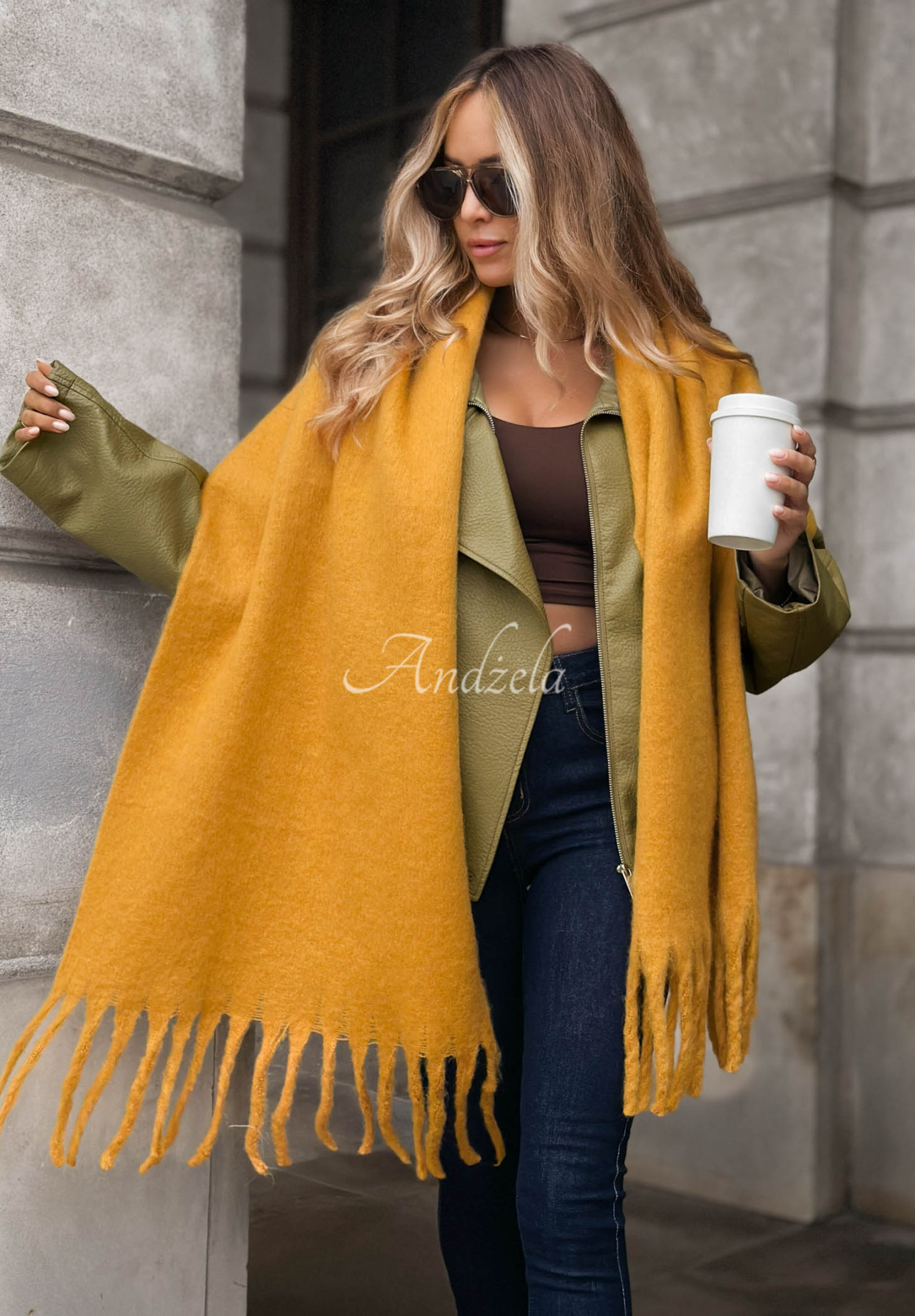 Fular moale cu franjuri Snow Darling