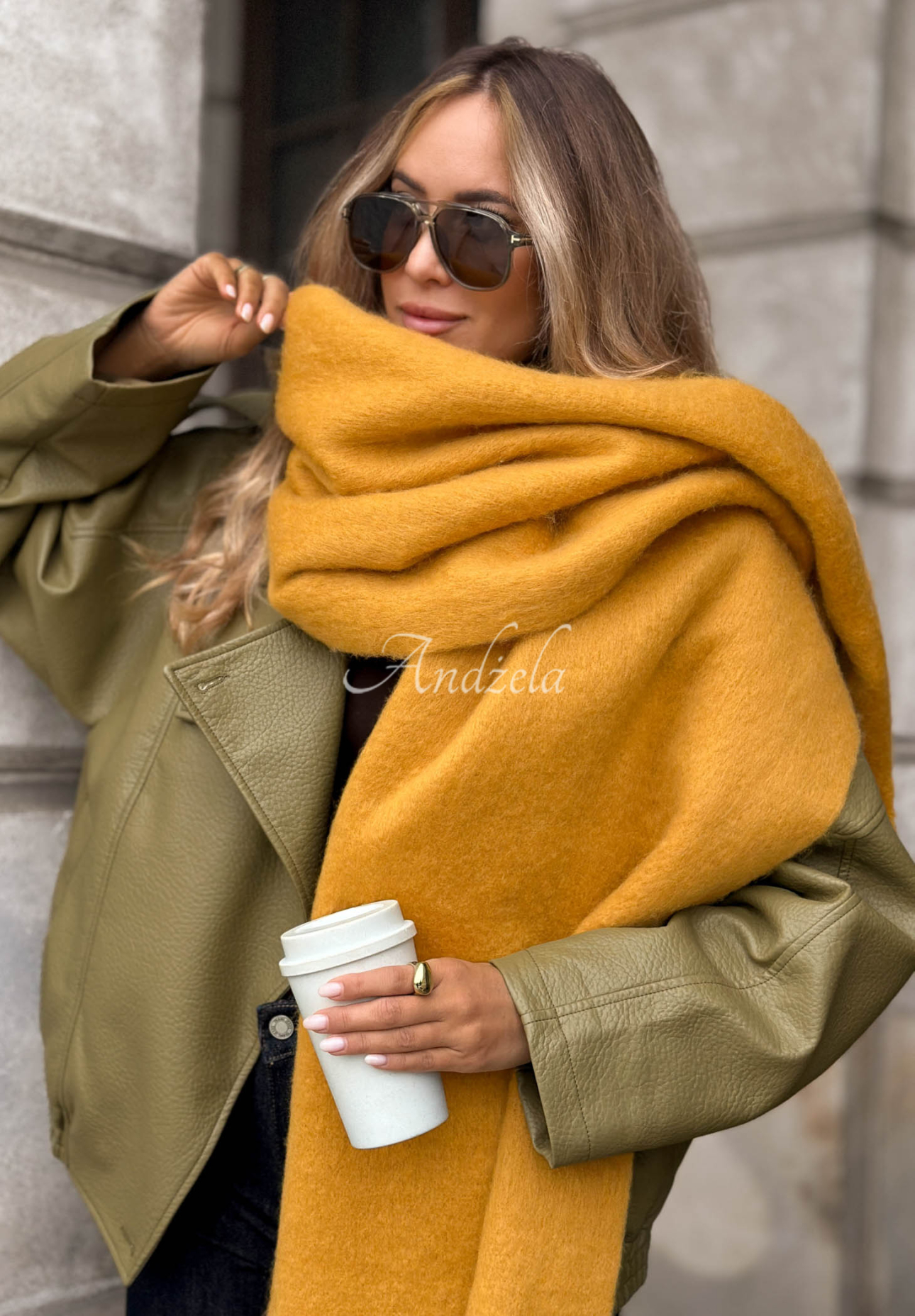 Fular moale cu franjuri Snow Darling