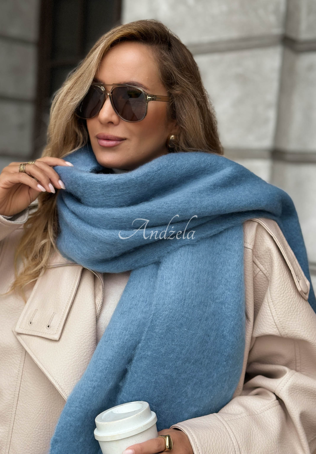 Fular moale cu franjuri Snow Darling