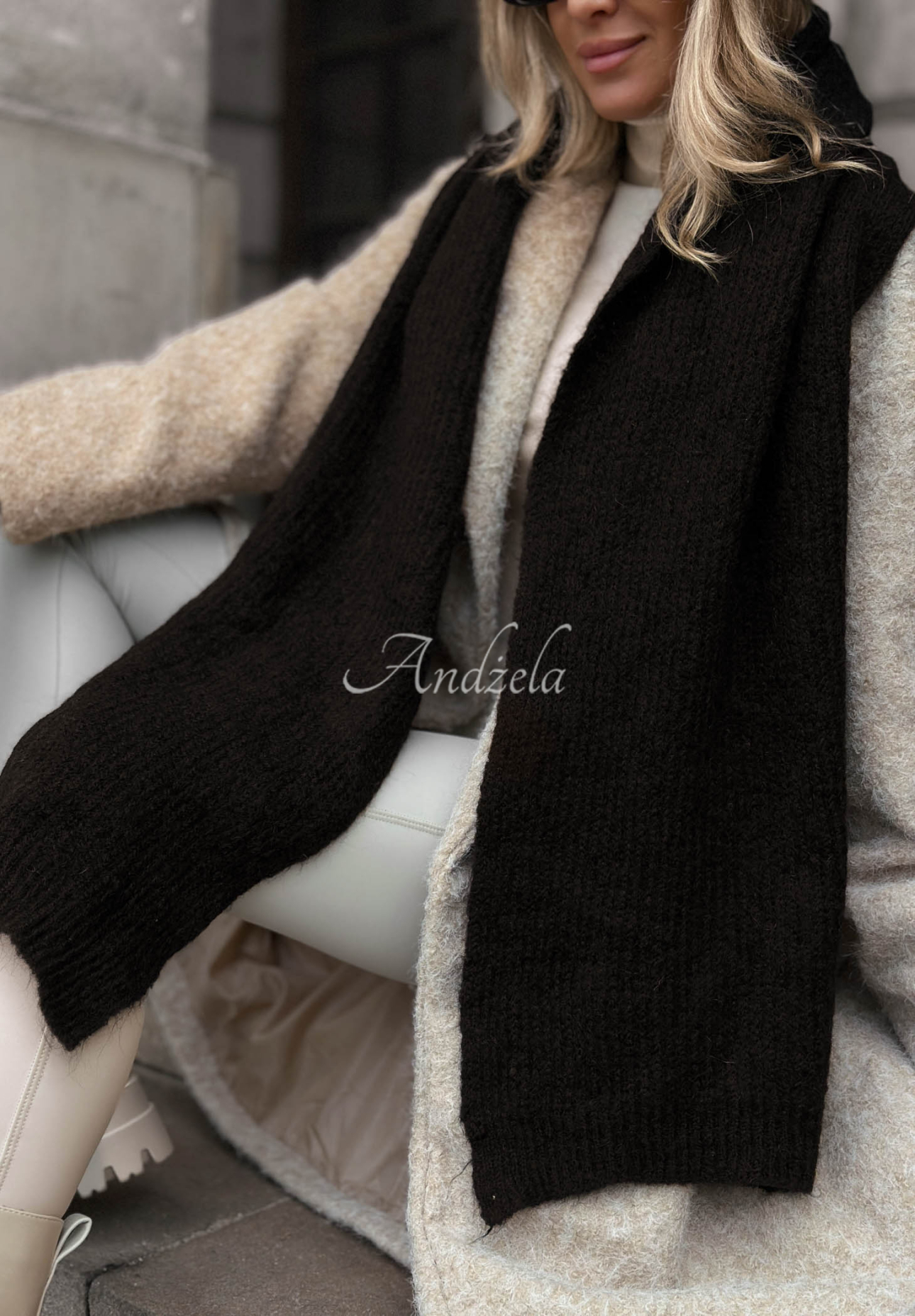 Fular cu lână merino și mohair Snowfall Charm