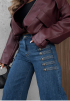 Pantaloni din denim wide leg z ozdobnymi guzikami Autumn Femme albastre