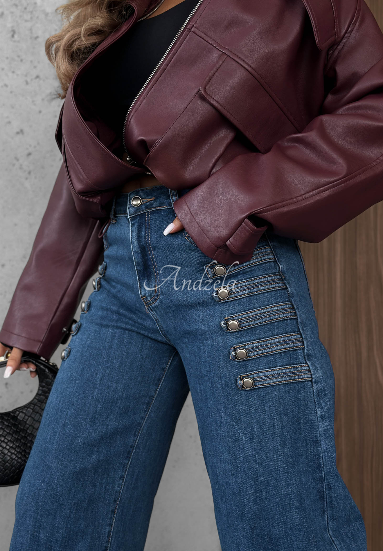 Blugi balloon cu nasturi decorativi Autumn Femme