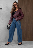 Pantaloni din denim wide leg z ozdobnymi guzikami Autumn Femme albastre